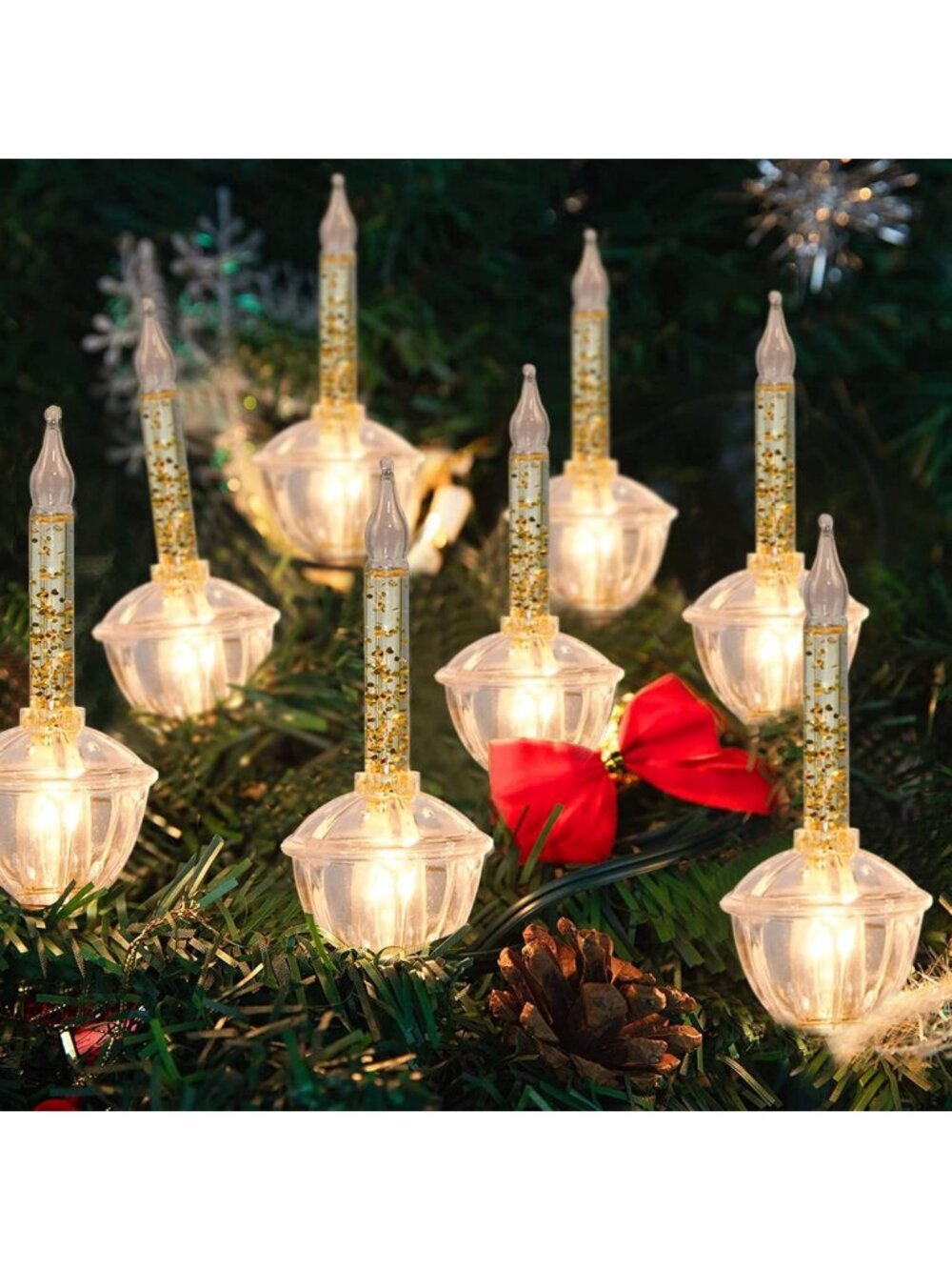 Vintage Christmas Bubble String Lights Set - 11ft, 14 Glittering Bulbs for
